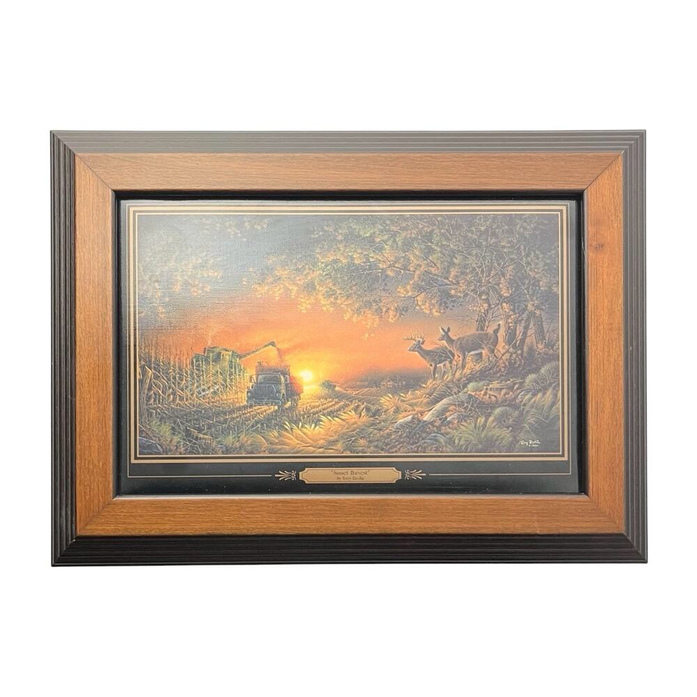 2001 Terry Redlin “Sunset Harvest” Small Framed Canvas Plaque Art 9”X12”